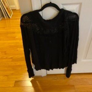 Free People Black Lace Long Sleeve Tunic